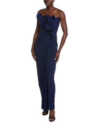 Badgley Mischka Pleated Ruffle Gown
