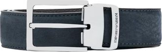 Emporio Armani Navy Blue Textured Buckle Belt