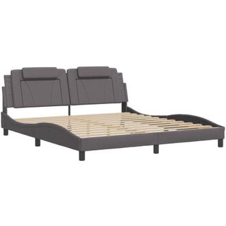 vidaXL Vidaxl - Estructura Cama Con Luces Led Cuero Sint&eacute;tico Gris 180x200 Cm