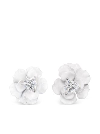 Anabela Chan 18kt gold Snowflower Rose stud earrings - women - Recycled Aluminium/18kt Gold/Lab-Grown Simulated White Diamond - One Size - Silver