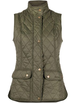 Barbour Otterburn quilted buttoned gilet - women - Polyamide/Polyamide/Polyester - 12 - Green