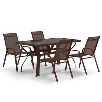 Berkfield Home 5 Piece Garden Dining Set Brown & Black