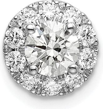 Diamond2Deal 14K White Gold Lab Grown Diamond Round Halo Pendant (0.75ct, VS, G-H)
