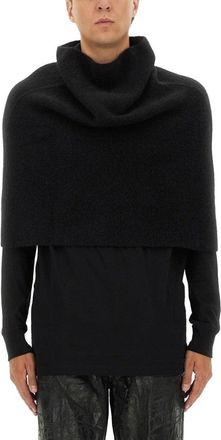 Rick Owens Knitted Cape With Soft Textured Fabric