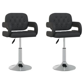 vidaXL Vidaxl - Sillas De Comedor Giratorias 2 Unidades Cuero Sint&eacute;tico Negro