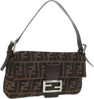 Fendi Pre-owned Shoulder Bags, female, Brown, Size: ONE SIZE Pre-owned Canvas Shoulder Bag