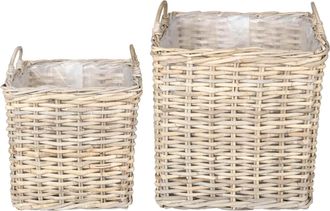 vidaXL Cesta Para Plantas Gendt 2 Uds. Gris Natural Rat&aacute;n Kubu Vidaxl