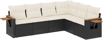 vidaXL Vidaxl - Set De Sof&aacute;s De Jard&iacute;n 6 Piezas Y Cojines Rat&aacute;n Sint&eacute;tico Negro