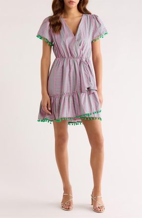 Sugarlips Valda Mixed Stripe Cotton Dress in Pink-Green-Multi at Nordstrom, Size X-Large