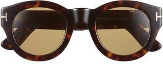 Tom Ford Lucinda 48mm Round Sunglasses in Dark Havana /Green at Nordstrom Rack