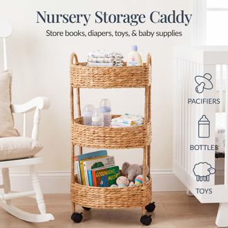 Best Choice Products 3-Tier Round Rolling Nursery Caddy w/Wheels, Utility Cart for Storage Organization