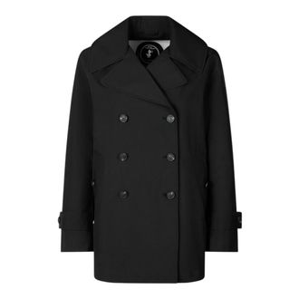 Save The Duck Double-Breasted Coats, female, Black, Size: XL Eco-Friendly Trench Coat, Timeless Elegance