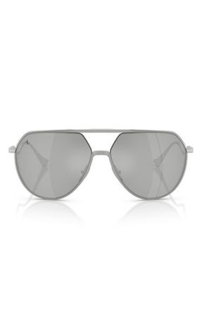 Ferrari 59mm Polarized Pilot Sunglasses in Matte Silver /Silver Mirror at Nordstrom