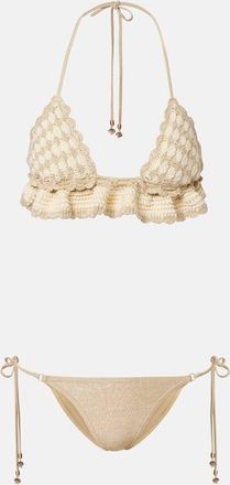 Zimmermann Wanderlust crochet and lam&eacute; bikini
