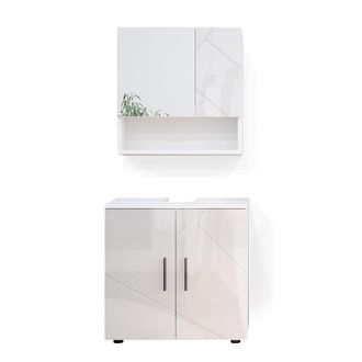 Vicco Conjunto De Muebles De Ba&ntilde;o Irma, Blanco Alto Brillo, 2 Partes, Armario Bajo 60 Cm