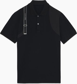 Alexander McQueen Alexander Mcqueen Mens Harness Polo Shirt Black - Size: 38