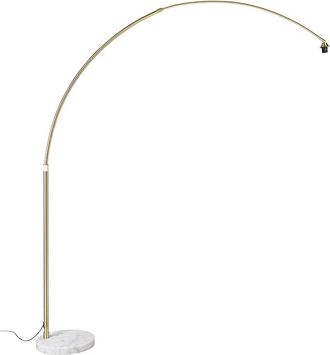 QAZQA Moderno L&aacute;mpara De Arco De Lat&oacute;n Con Base De M&aacute;rmol Blanco Regulable - Xxl Acero /m&aacute;rmol Alargada Adecuado Para Led Max. 1 X 60 Watt - Qazqa