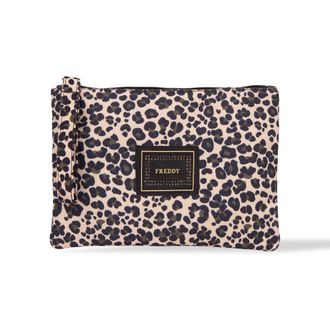 Freddy Bustina animalier in canvas con zip e logo con strass