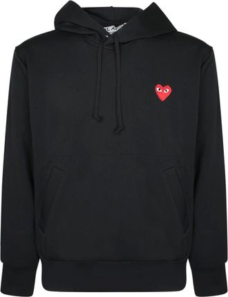 Comme Des Garçons Hoodies, male, Black, 2XL, Black Hoodie with Red Heart Logo
