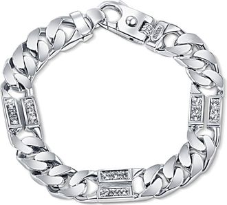 Pompeii3 Mens Designer Diamond Figaro 14k Gold (85gram) or Platinum (159gram) 12mm Bracelet 8.5