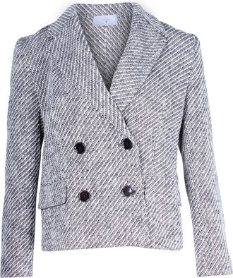 BOSS Boss Double-Breasted Blazer in Black and White Polyester Wool Blend