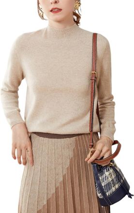 Dissa Women Cashmere Jumper Camel Stand Neck Sweater Long Sleeve Relaxed Cashmere Wool Thin Jumper Solid Color Ladies Sweater,14,SPR2261