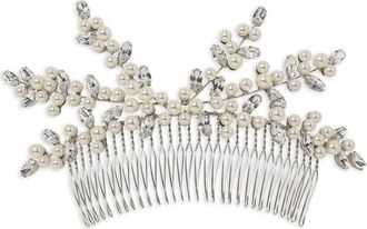 Jennifer Behr Lorena pearls hair comb - women - Pearl/Swarovski Crystal/Silver Plated Brass - One Size - White