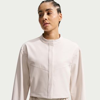 Nike Womens 24.7 PerfectStretch Dri-FIT Loose-Fit Cropped Jacket in Brown | IB8986-104