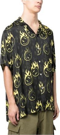 Phipps Short Sleeve Shirts, male, Multicolor, M, Oversized Smiley-Print Bowling Shirt