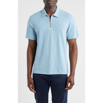 Bugatchi Quarter Zip Polo in Ether at Nordstrom, Size Xx-Large