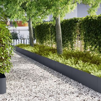 Berkfield Home Lawn Edgings 10 pcs Anthracite 100x0, 5x30 cm Plastic
