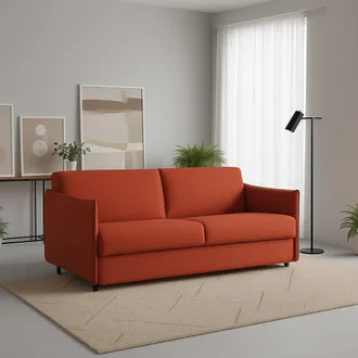Dmora Divano Fisso 2 Posti Varedo, Sfoderabile, Idrorepellente Made In Italy, Lavabile, 180x95x90h Cm Arancione