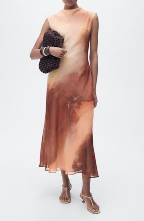 Mango Gradient Pattern A-Line Dress in Peach at Nordstrom Rack, Size 2