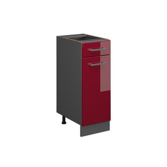 Vicco Mueble Bajo De Cocina R-line, Rojo Burdeos Alto Brillo, 30 Cm Sin Encimera Vicco