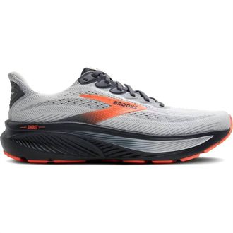 Brooks Mens Ghost 17 2E Running Shoes In Oyster Mushroom/orange/ebony