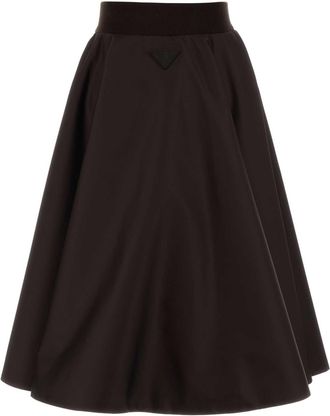 Prada Womens Dark Brown Re-Nylon Skirt Moro Gonne