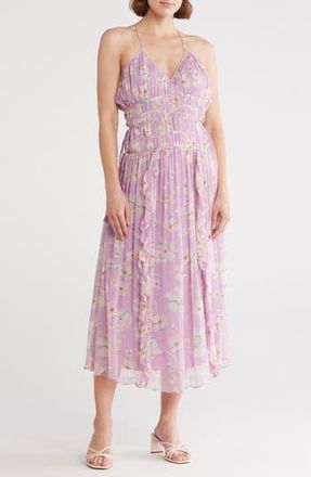 Joie Lyall Shirred Silk Gown in Lavender Mist Multi at Nordstrom Rack, Size Xx-Small