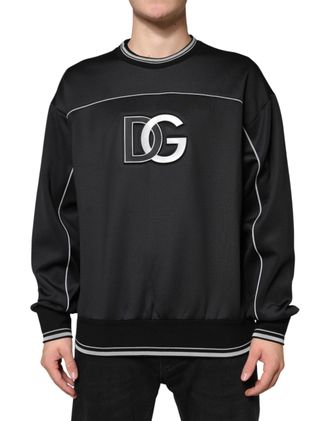 Dolce & Gabbana Black DG Logo Crew Neck Sweatshirt Mens Sweater