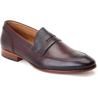 Base London Bruno Leather Mens Bordo Loafers - Wine - Size UK 10