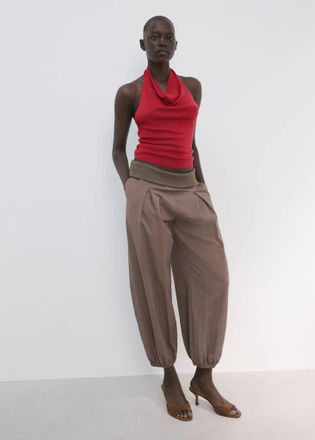 Mango Top lyocell collo halter rosso - Donna - XS - MANGO