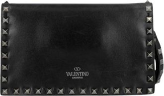 Valentino Pre-owned Clutch Rockstud Noir - Dames - Vintage Clutch - Zwart - ONE Size - Leer - Vintage