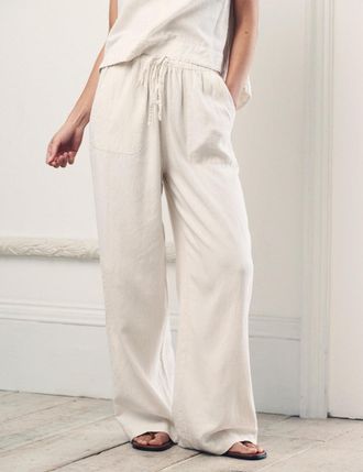 Nobody's Child Cream Linen-blend Wide Leg Shona Trousers