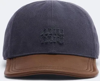 Miu Miu Leather-trimmed drill baseball cap