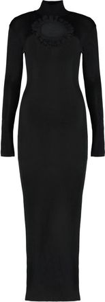 Self Portrait Gebreide Maxi Jurk met Cut-Out - Dames - Maxi kleedjes - Zwart - M - Kleedjes