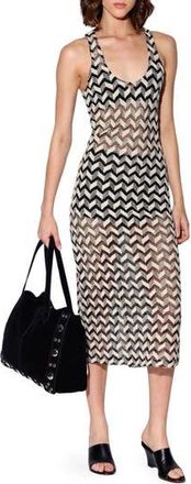 Walter Baker Naveah Chevron Knit Dress in Cream Black at Nordstrom Rack, Size X-Large