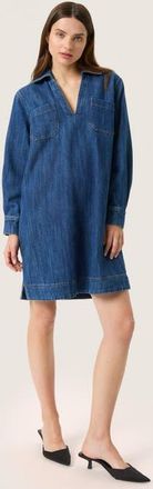 Soaked In Luxury Slzianna Long Sleeve Collar Denim Dress in Medium Blue Denim at Nordstrom, Size X-Small