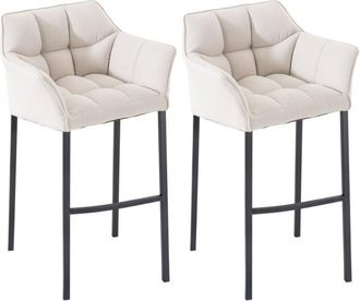 Clp Clp - Set De 2 Taburete De Bar Damaso En Tela Con Base De 4 Patas Blanco Negro