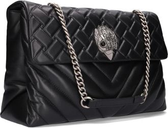 Kurt Geiger Tassen, Dames, Zwart, ONE Size, Leer, Zwarte Gewatteerde Leren XXL Tas