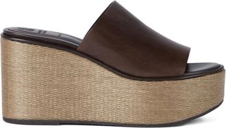 Brunello Cucinelli Schoenen, Dames, Bruin, 40 EU, Leer, Platform Leren Sandaal