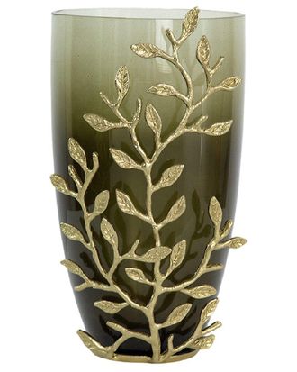 A&B Home Discontinued A&B Home Capri Aluminum Leaf Glass Vase